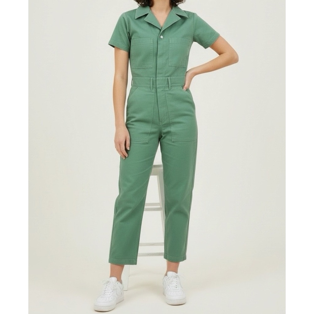 OPEN TO OFFERS BIG BUD PRESS Short Sleeve Jumpsuit, Seafoam Green Small